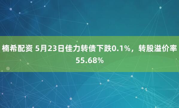 楠希配资 5月23日佳力转债下跌0.1%，转股溢价率55.68%