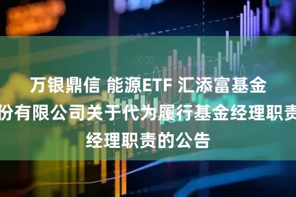 万银鼎信 能源ETF 汇添富基金管理股份有限公司关于代为履行基金经理职责的公告